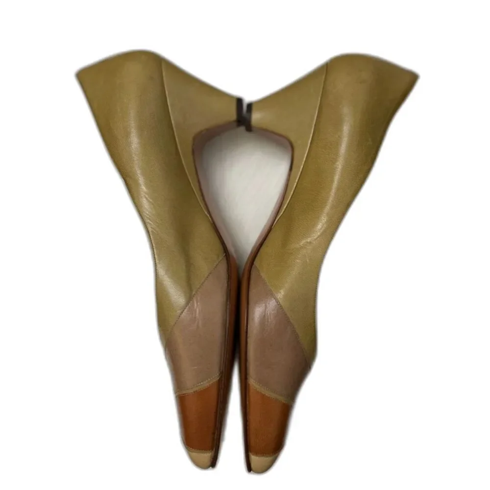 Vintage BALLY Low Cone Heel Multicolor Closed Toe Patchwork Leather Pumps - Picture 5 of 8